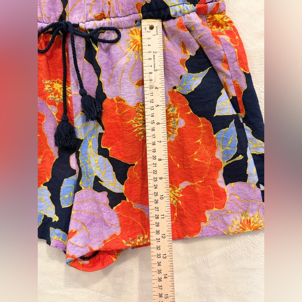LOFT Petite Floral Romper MP Multicolor Tie Waist Adjustable Spaghetti Straps - Picture 6 of 10